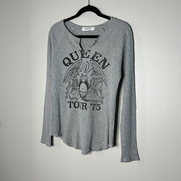 DAYDREAMER for FREE PEOPLE Queen Tour '75 gray thermal top size Small - Picture 5 of 15
